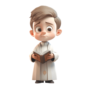 Digital 3D Render of a Priest in Black Robe with Cross Necklace PNG Transparent Background