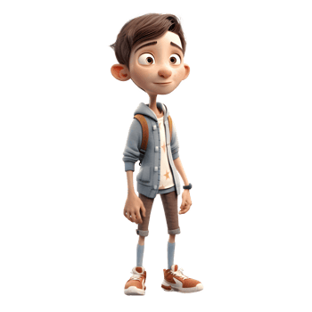 Collaborative 3D Student boy with handshake on white background PNG Transparent Background