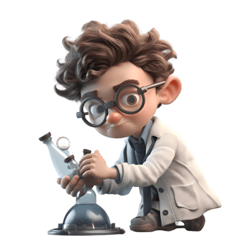 3D scientist man conducting experiments in laboratory setting PNG Transparent Background