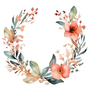 Boho Style Floral Frame with Feathers and Butterflies. Romantic Invitation Design. PNG Transparent Background