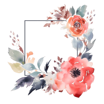 Colorful Floral Border with Spring Flowers and Blooms. Botanical in Watercolor. PNG Transparent Background