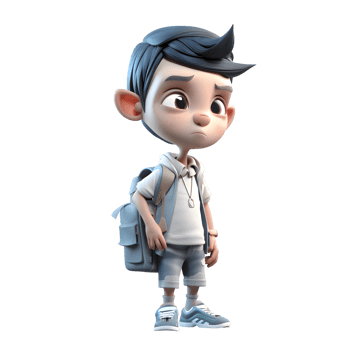 Confident 3D Student boy with tie on white background PNG Transparent Background