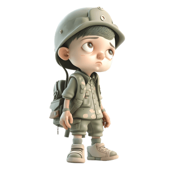 Serving with Honor 3D Render of Army Man in Uniform on White Background PNG Transparent Background