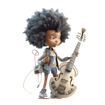 Colorful 3D Girl with a Passion for Music PNG Transparent Background