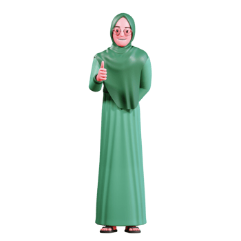 3D Character Muslim Female with green clothes png