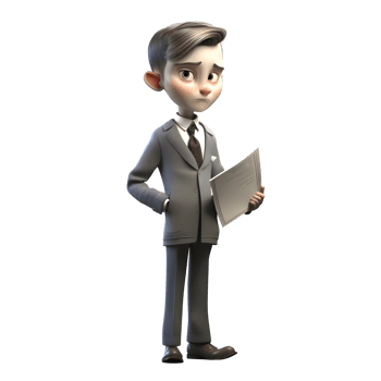 Friendly 3D Businessman Holding News paper for Teamwork or Partnership Concepts PNG Transparent Background