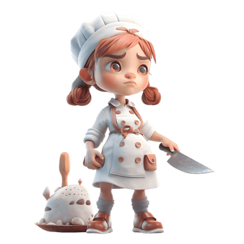 Stylish 3D Butcher Cute Girl with Leather Apron Ideal for Fashion or Lifestyle Related Concepts PNG Transparent Background