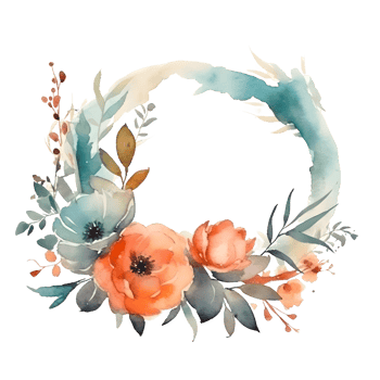 Rustic Floral Frame with Wildflowers and Eucalyptus Leaves. Perfect for Country Chic Weddings. PNG Transparent Background