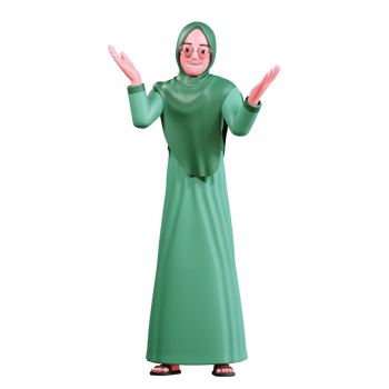 3D Character Muslim Female with green clothes png