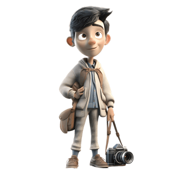 Talented Kids Taking Photos on White PNG Transparent Background