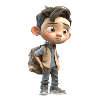 Adventurous 3D Student boy with globe on white background PNG Transparent Background