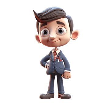 Confident 3D Businessman with Tie Ideal for Professional or Executive Portrayal PNG Transparent Background