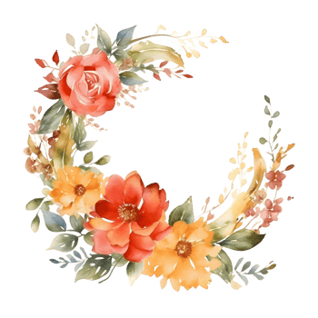 Colorful Watercolor Floral Border with Blooming Flowers and Leaves. Perfect for Birthday Invitations. PNG Transparent Background