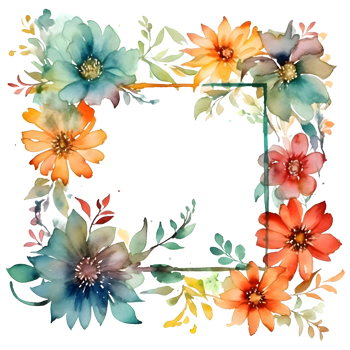 Whimsical Floral Border with Wildflowers and Butterflies. Perfect for Garden and Nature Designs. PNG Transparent Background