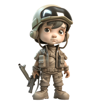 Guardian of the Nation 3D Army Man in Uniform on White Background PNG Transparent Background