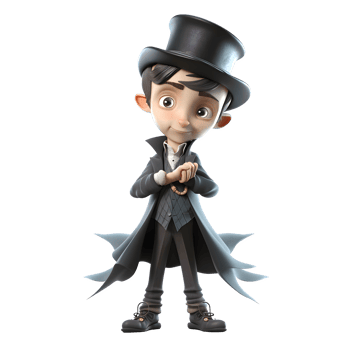 Charming 3D Boy Magician with Levitation Trick Ideal for Circus or Carnival Inspired s PNG Transparent Background