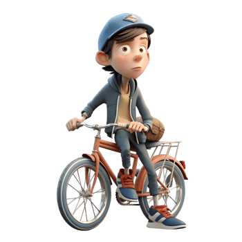 Friendly 3D Cyclist with Mountain Bike Ideal for Off Road or Trail Riding Projects PNG Transparent Background