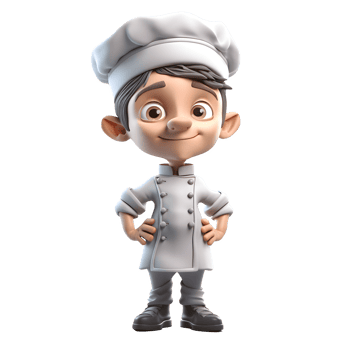 Friendly 3D Chef with Food Tray Ideal for Buffet or Catering Services Projects PNG Transparent Background