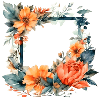 Bold watercolor floral frame with deep purple blooms PNG Transparent Background