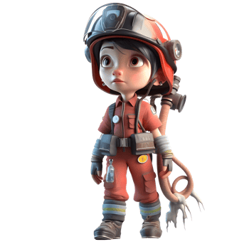 Heroic and Resilient 3D Firefighter Women Valiant and Enduring Characters for Firefighting Industry Promotions PNG Transparent Background