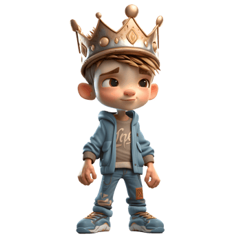 Luxurious 3D Boy King Ideal for Opulence or Extravagance Themed s PNG Transparent Background