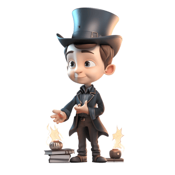 Enigmatic 3D Boy Magician with Broomstick Great for Halloween or Spooky Themed Projects PNG Transparent Background