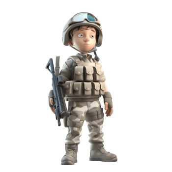 Military Might 3D Army Man in Uniform on White Background PNG Transparent Background