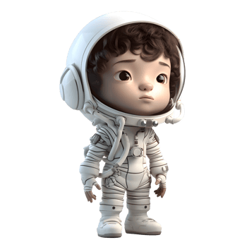 Infinite Possibilities 3D Astronaut Rendered on a White Background PNG Transparent Background