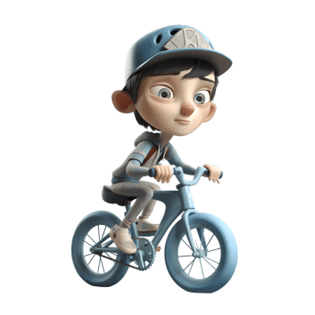 Confident 3D Cyclist Suitable for Fitness Tracker or Sports App Designs PNG Transparent Background