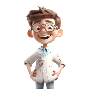 Stylish 3D Dentist with Gloves Suitable for Medical or Healthcare Themed Designs PNG Transparent Background