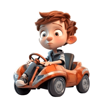Creative 3D Driver with New Car PNG Transparent Background