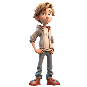 Excited 3D Student boy with pencil and notebook on white background PNG Transparent Background