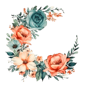 Whimsical Floral Border with Wildflowers and Butterflies. Perfect for Garden and Nature Designs. PNG Transparent Background