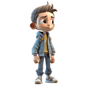 Studious 3D Student boy with laptop on white background PNG Transparent Background