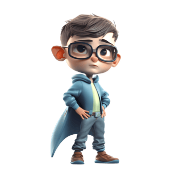 3D Boy in Colorful Superhero Costume on White Background PNG Transparent Background