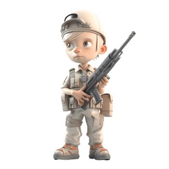Defender of Freedom 3D Render of Army Man in Uniform on White Background PNG Transparent Background