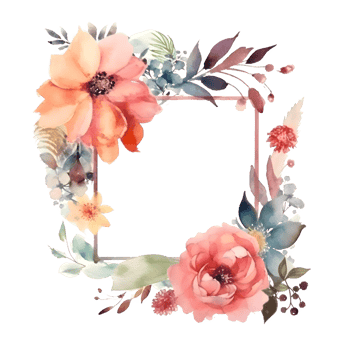 Minimalist floral frame with white flowers and leaves PNG Transparent Background