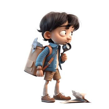 Confident 3D Journalist Boy with Bag Great for Broadcast or Interview Inspired s. PNG Transparent Background