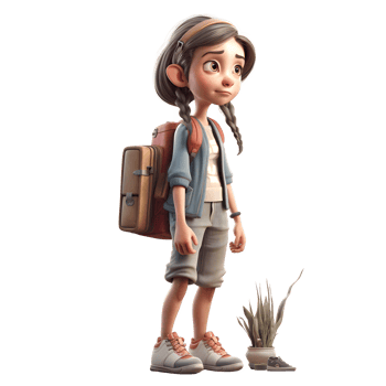 Girl Genius 3D Cute Girl Student PNG Transparent Background