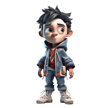 Valiant 3D Boy in Dynamic Superhero Costume on White Background PNG Transparent Background