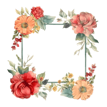 watercolor floral frame PNG Transparent Background
