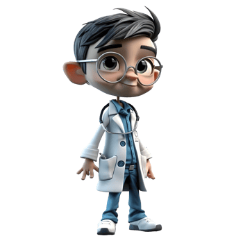 Elegant 3D Doctor with Hospital Bed Perfect for Medical Facility or Inpatient Care Advertising PNG Transparent Background