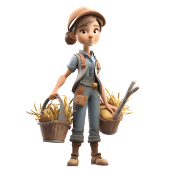 Creative and Innovative 3D Farmer Women Talented and Imaginative Characters for Sustainable Agriculture Campaigns PNG Transparent Background