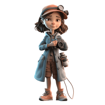 Photo Frenzy 3D Cute Girl Photographer in Action PNG Transparent Background