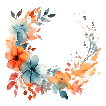 Modern botanical invitation with bold typography and colorful flowers PNG Transparent Background
