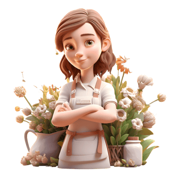 Inspiring and Motivating 3D Florist Women Encouraging and Empowering Models for Flower Art and Craft Tutorials PNG Transparent Background