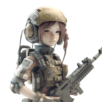 Hero in Uniform A 3D Cute Girl Army Character with Gun and Courage PNG Transparent Background