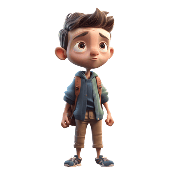 Creative 3D Student boy with paintbrush on white background PNG Transparent Background
