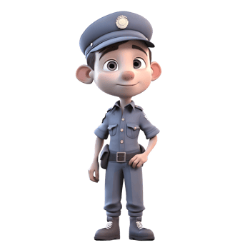 Protector of the Peace 3D Render of Police Man in Uniform on White Background PNG Transparent Background