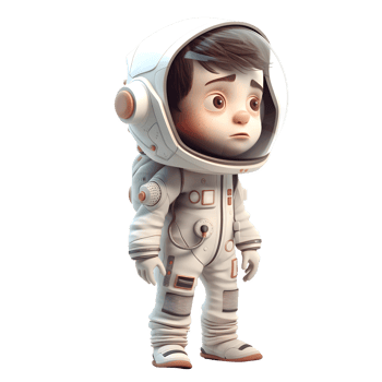 3D Astronaut Ready for Mission on White Background PNG Transparent Background